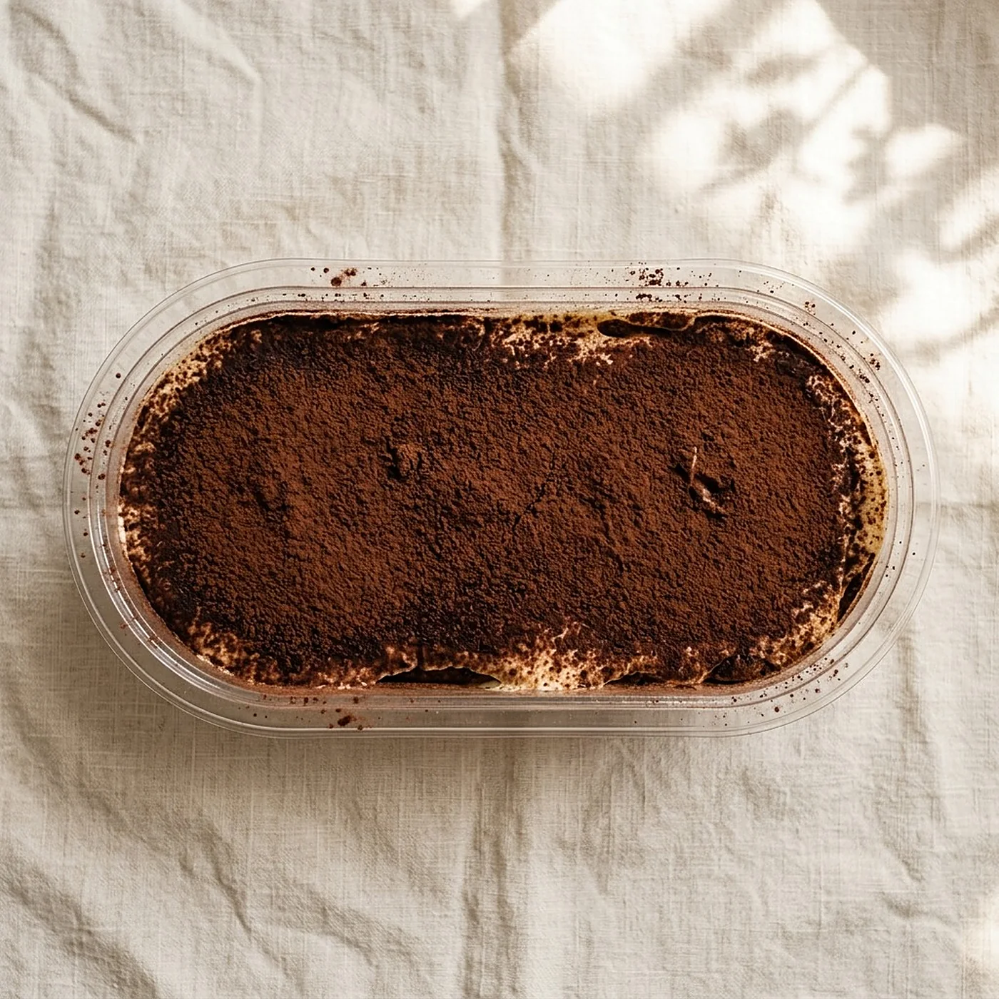 Cheesecuit tiramisu dengan taburan cokelat bubuk
